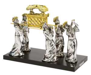 Statue: Ark Of The Covenant w/Priests On Wood Base - Holy Land Gifts